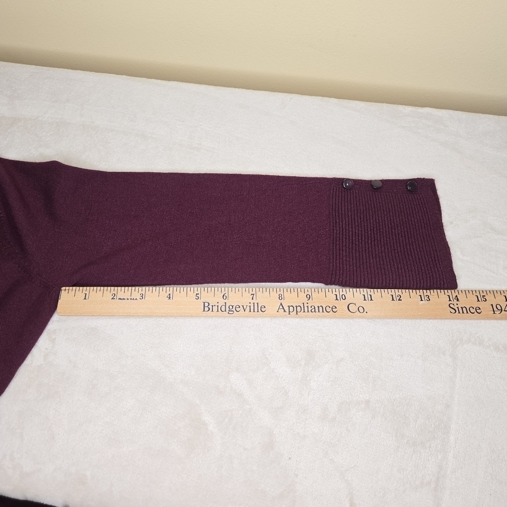 Evolution by Cyrus Open Front Ribbed Knit Detail Cardigan Size Small Ancho Chili - Picture 11 of 11
